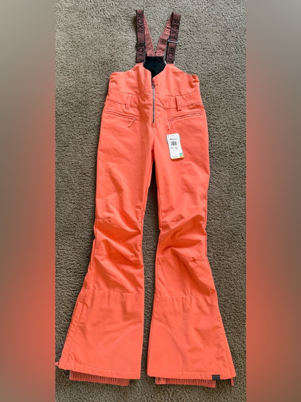Roxy Coral Ski Bib Pants with Branded Pink Straps